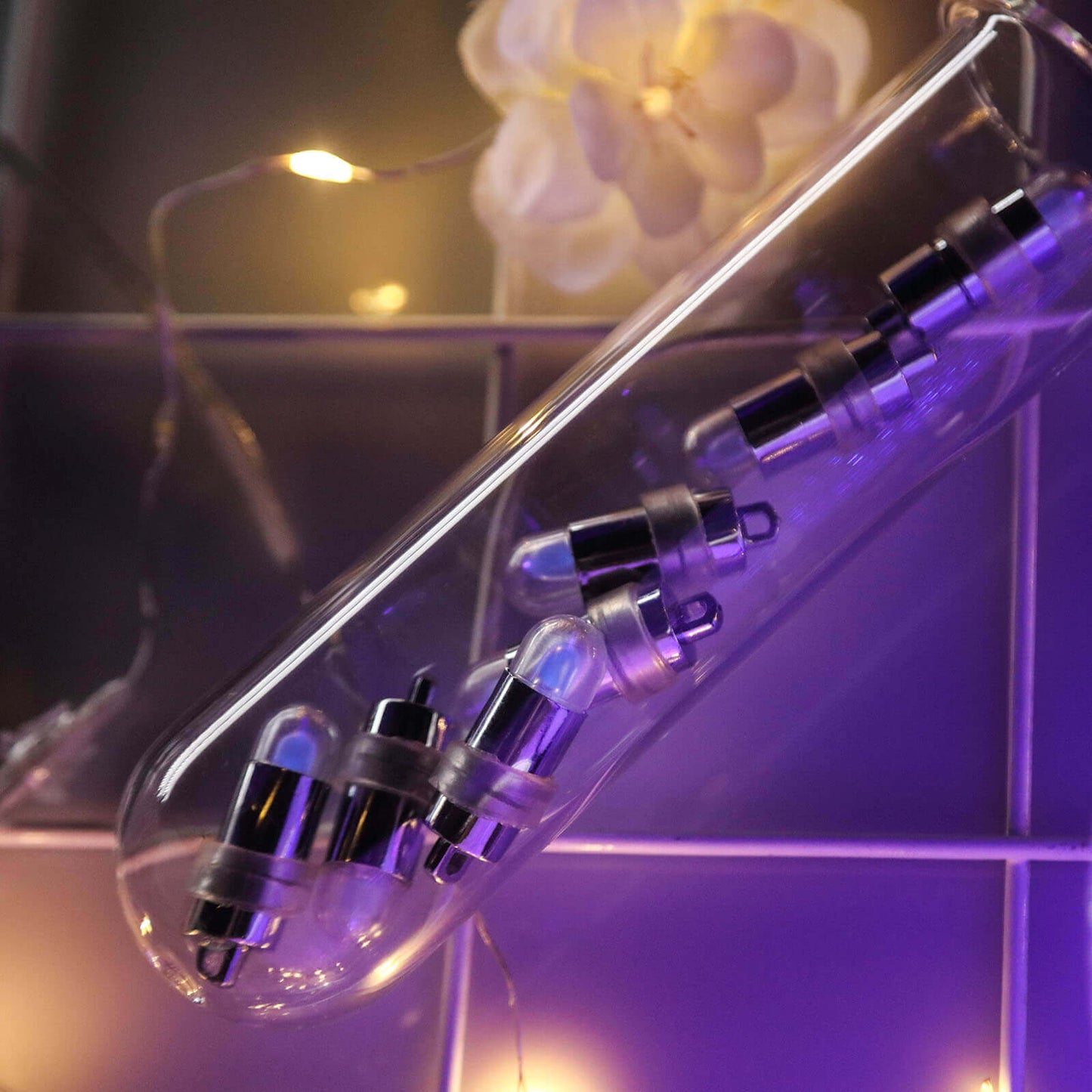 12 - Pack Balloon Lights Bullet Design Purple - Waterproof LED Centerpiece Filler Lights - Linen Luxes