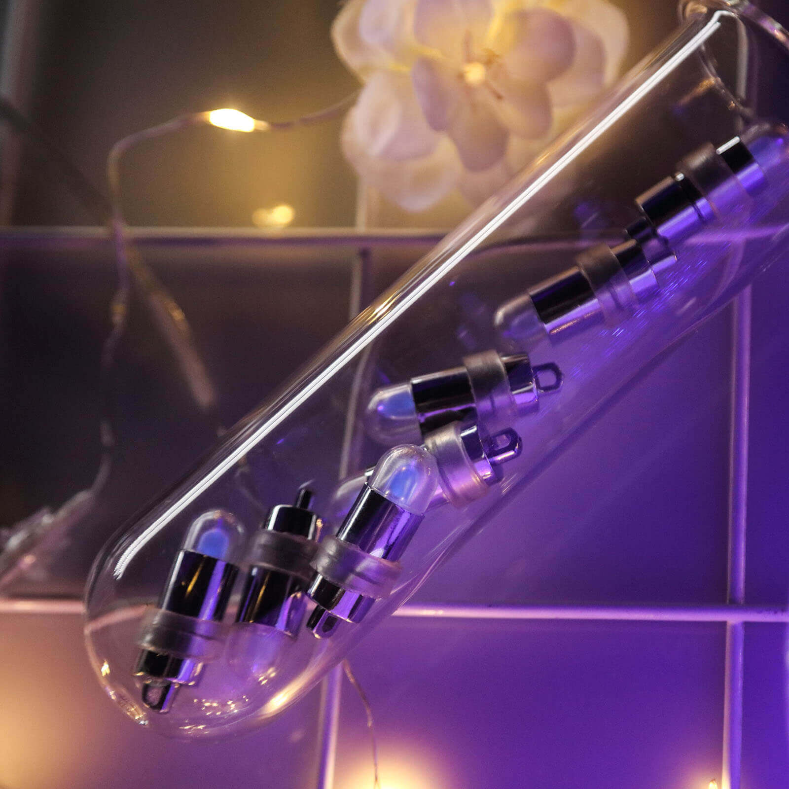 12 - Pack Balloon Lights Bullet Design Purple - Waterproof LED Centerpiece Filler Lights - Linen Luxes