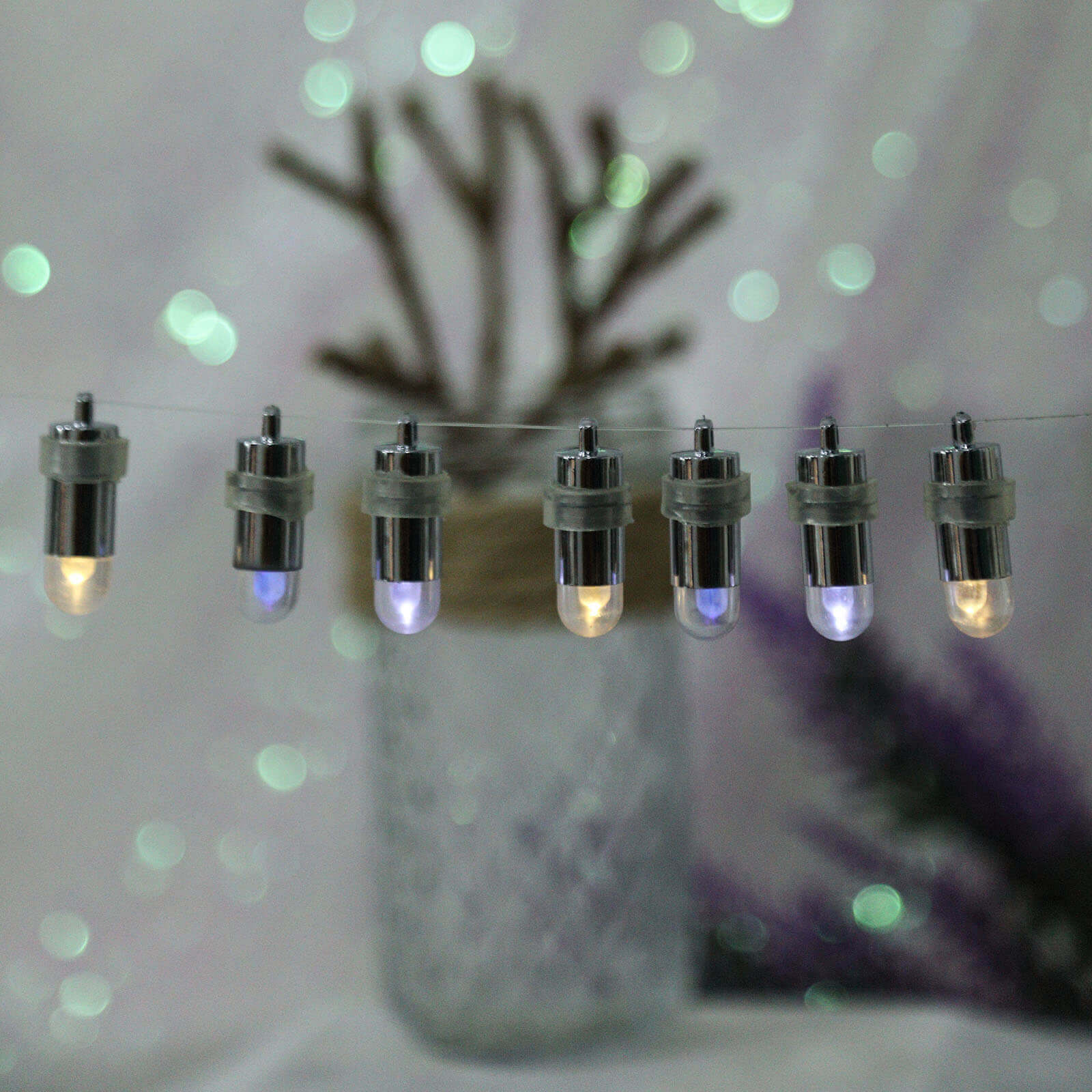 12 - Pack Balloon Lights Bullet Design Purple - Waterproof LED Centerpiece Filler Lights - Linen Luxes