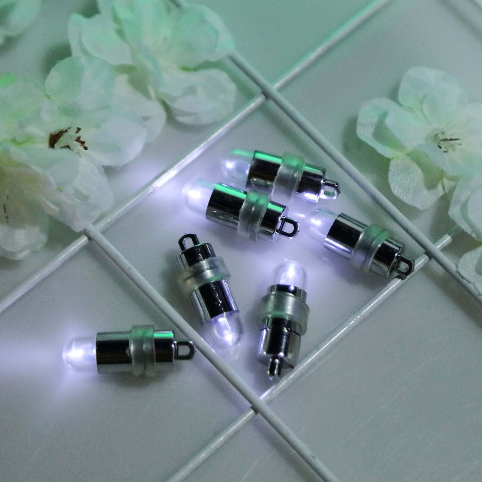 12 - Pack Balloon Lights Bullet Design White - Waterproof LED Centerpiece Filler Lights - Linen Luxes