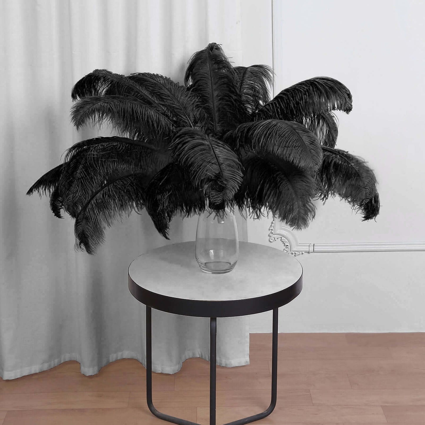 12 Pack Black Natural Plume Ostrich Feathers Centerpiece Filler - 24" - 26" - Linen Luxes