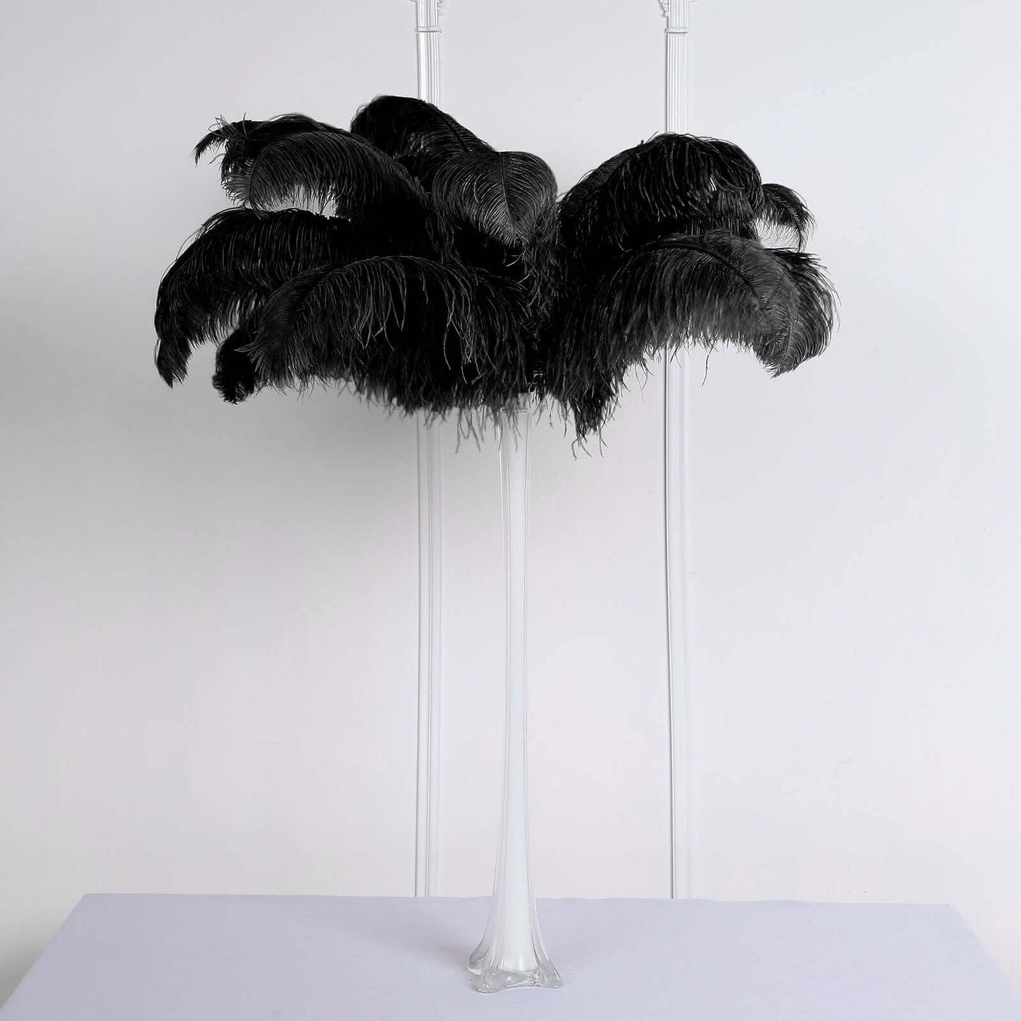 12 Pack Black Natural Plume Ostrich Feathers Centerpiece Filler - 24" - 26" - Linen Luxes