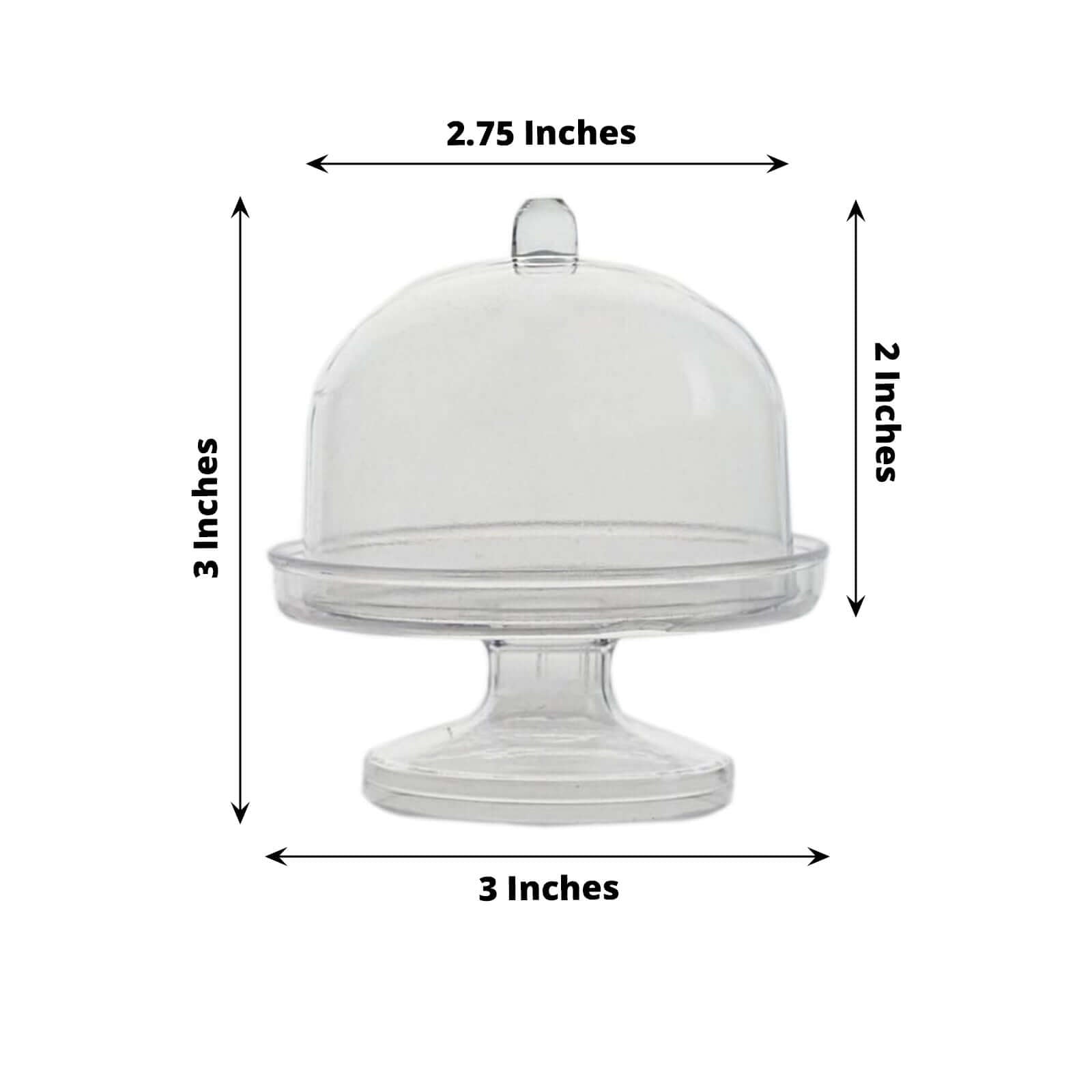 12 - Pack Fillable Mini Pedestal Candy Container Clear - Stylish Candy Treat Favor Containers with Dome Lid 3" - Linen Luxes