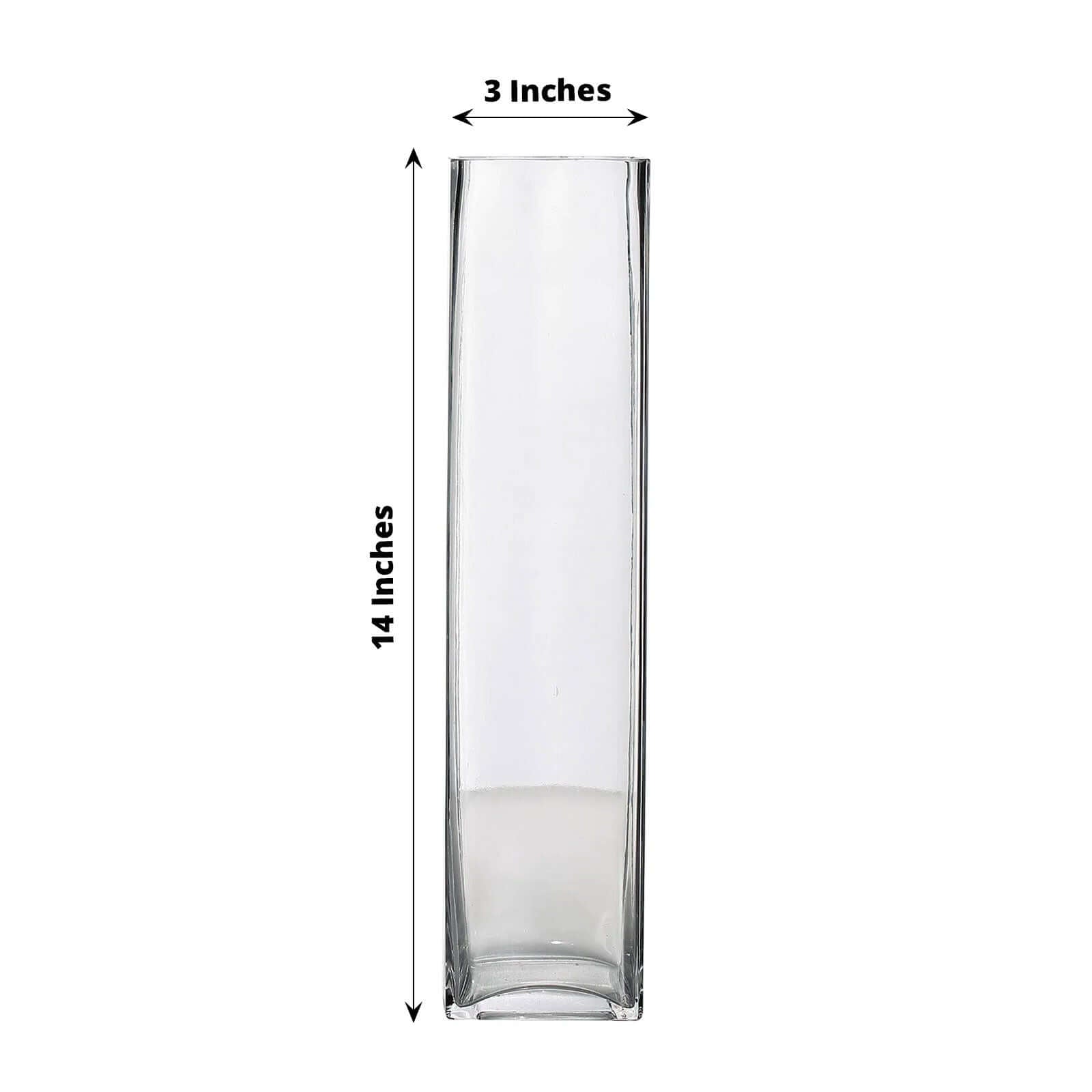 12 - Pack Glass Cylinder Vases Square Clear - Durable Heavy Duty Floral Centerpieces for Weddings 14" - Linen Luxes