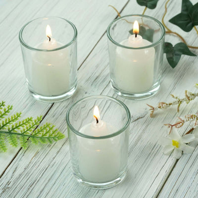 12 - Pack Glass Votive Candle Holders Clear - Tealight Holder Set for Weddings and Events 2.5" - Linen Luxes