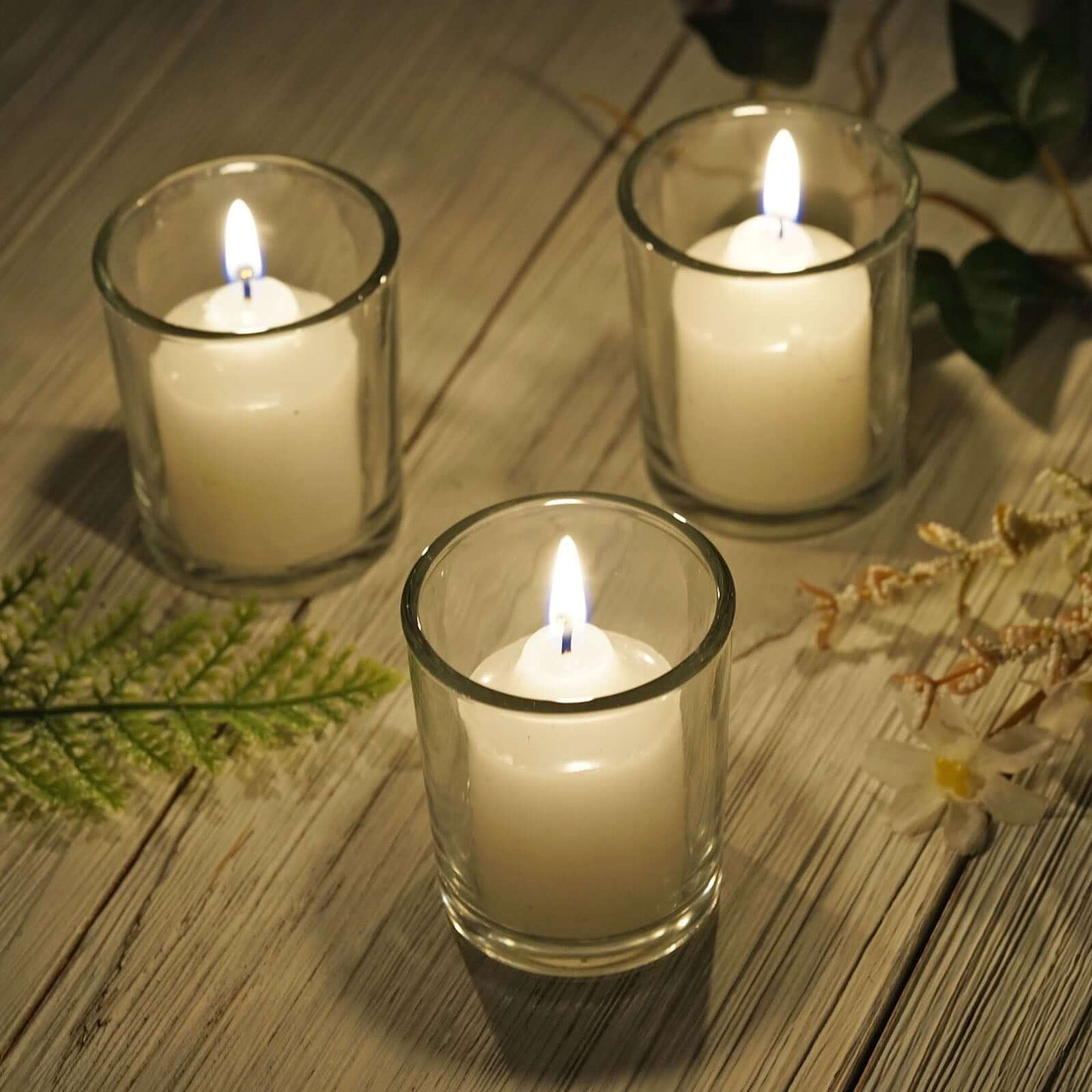 12 - Pack Glass Votive Candle Holders Clear - Tealight Holder Set for Weddings and Events 2.5" - Linen Luxes