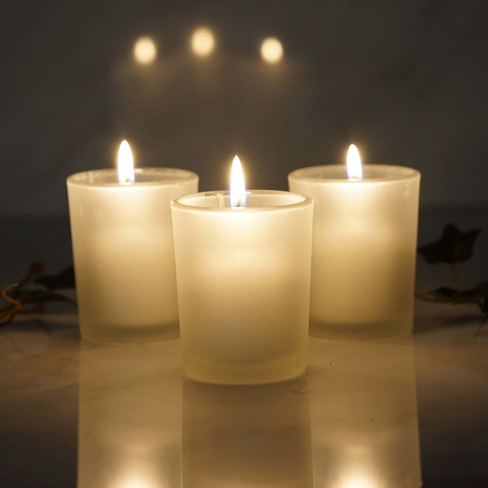 12 - Pack Glass Votive Candle Holders Frosted - Tealight Holder Set for Weddings and Events 2.5" - Linen Luxes