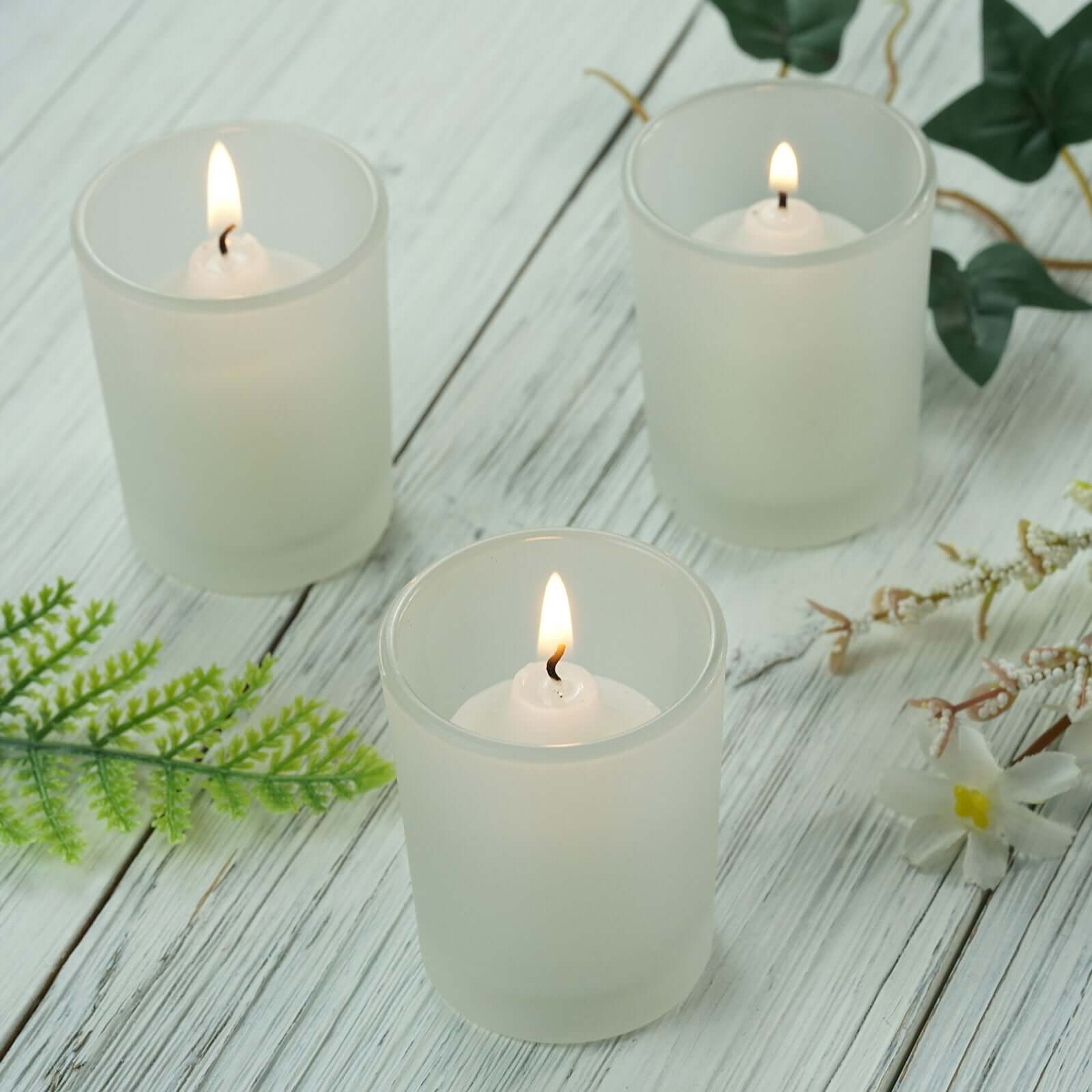 12 - Pack Glass Votive Candle Holders Frosted - Tealight Holder Set for Weddings and Events 2.5" - Linen Luxes
