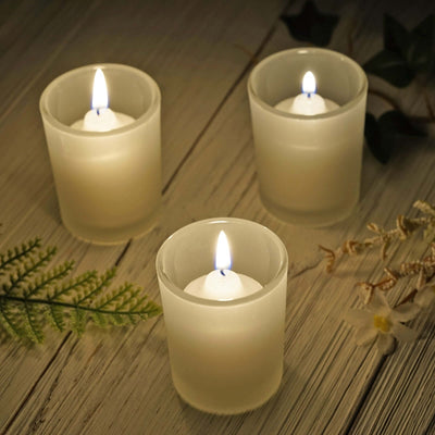 12 - Pack Glass Votive Candle Holders Frosted - Tealight Holder Set for Weddings and Events 2.5" - Linen Luxes