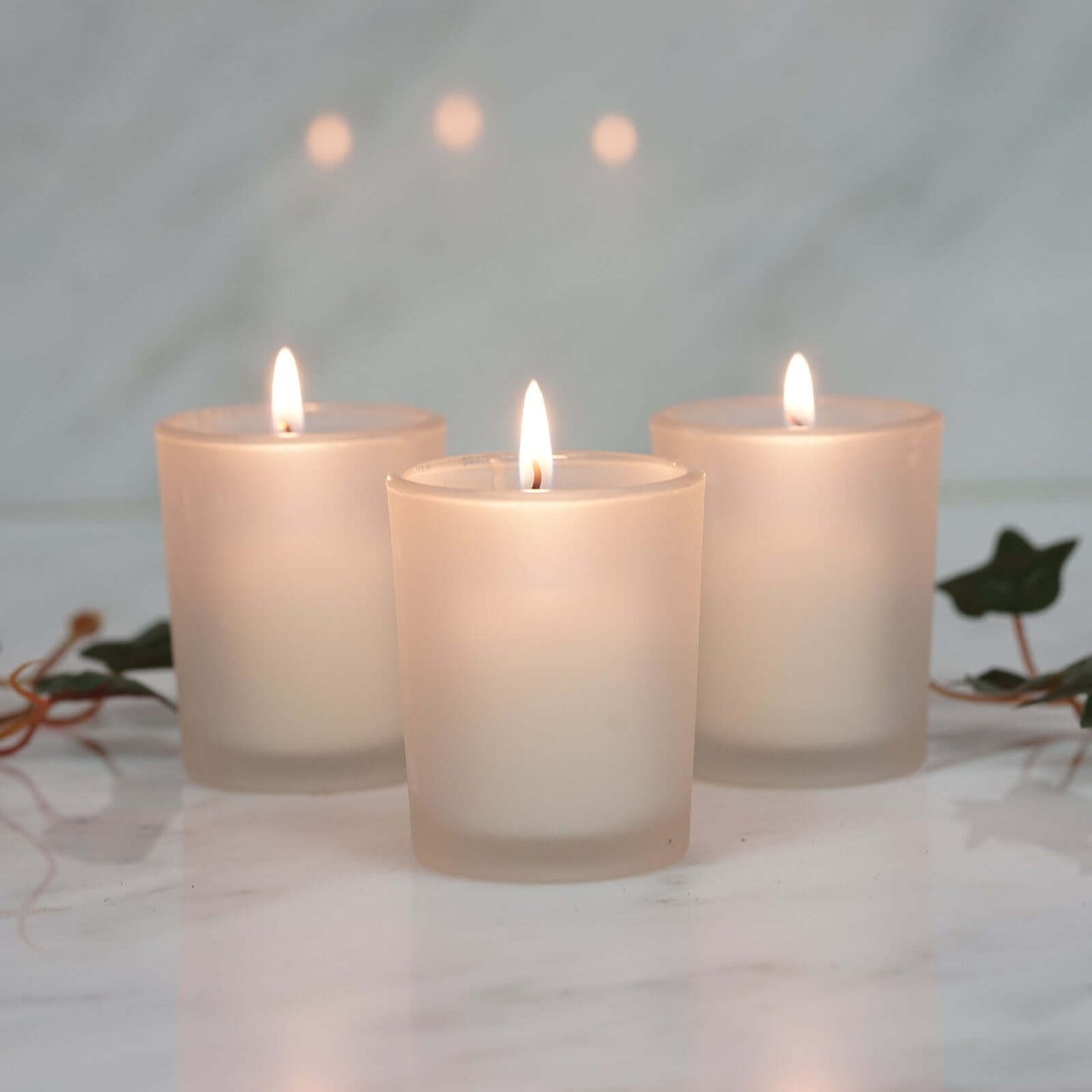 12 - Pack Glass Votive Candle Holders Frosted - Tealight Holder Set for Weddings and Events 2.5" - Linen Luxes