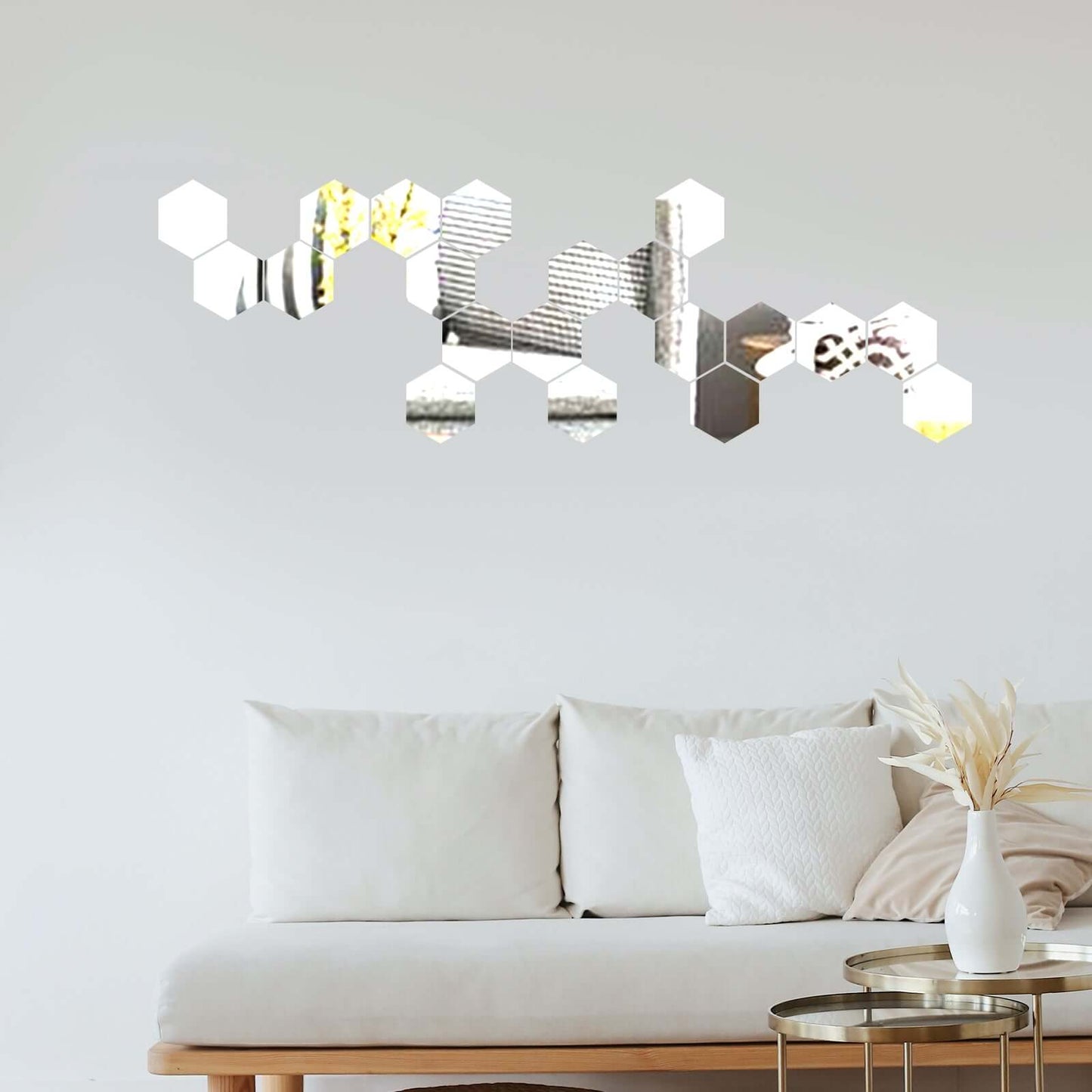 12 Pack Hexagon Acrylic Mirror Wall Stickers, 3" Removable Wall Decals For Home Decor