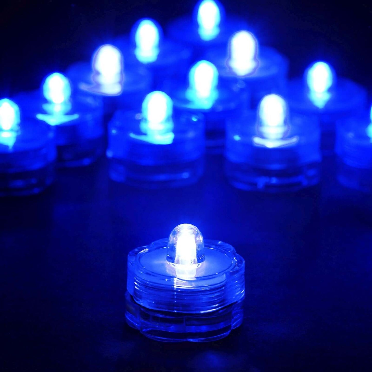 12 - Pack LED Lights Flower Design - Submersible Waterproof Light Blue Battery Operated - Linen Luxes