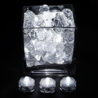 12 - Pack LED Lights Flower Design - Submersible Waterproof White Battery Operated - Linen Luxes