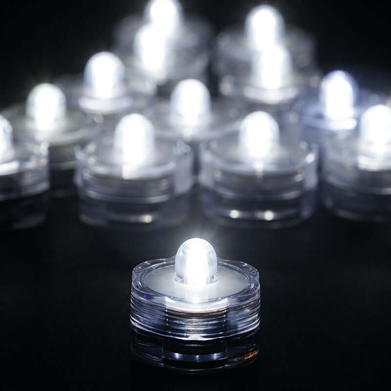 12 - Pack LED Lights Flower Design - Submersible Waterproof White Battery Operated - Linen Luxes
