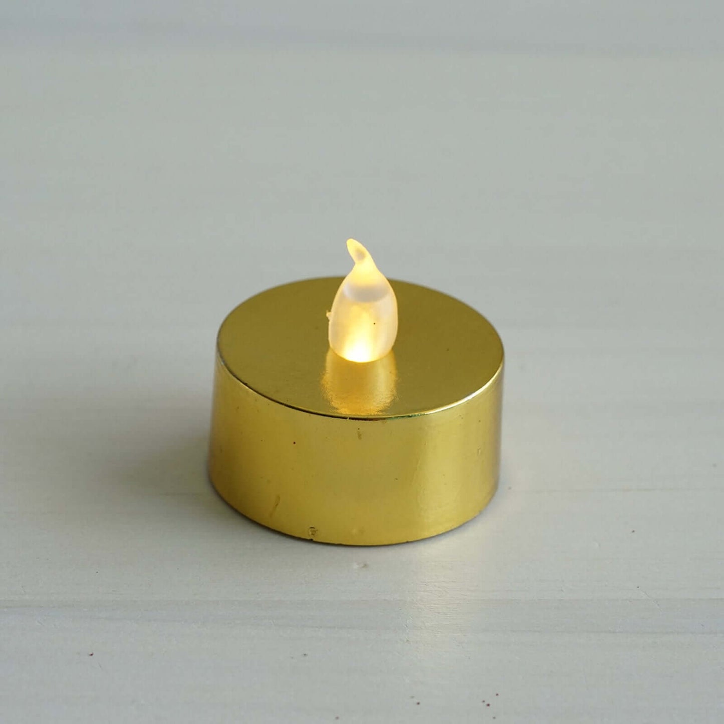 12 - Pack LED Tealight Candles Metallic Gold Design - Reusable Flameless Battery Operated Lights - Linen Luxes
