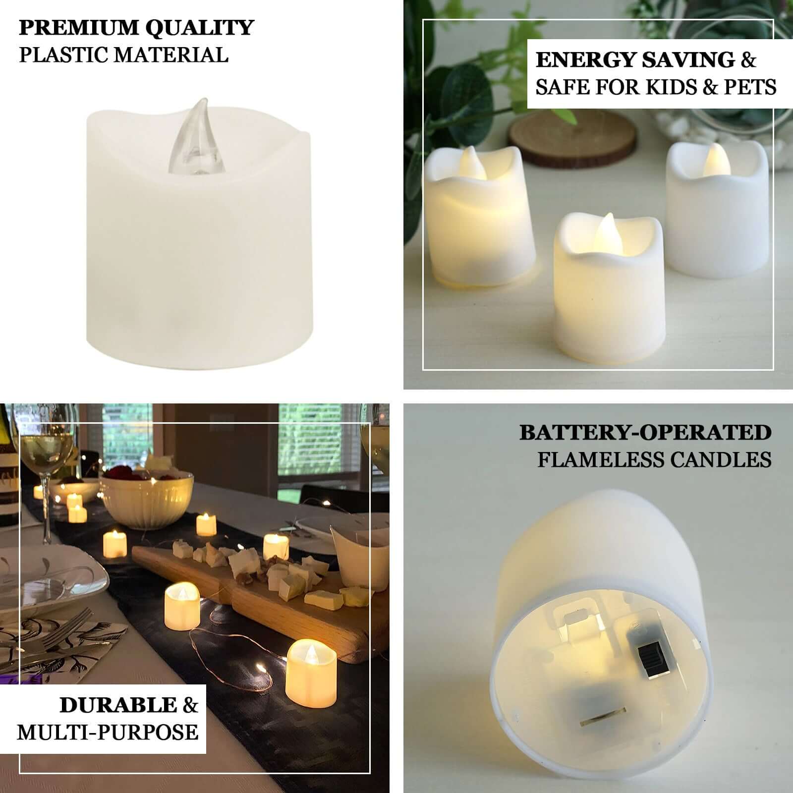 12 - Pack LED Tealight Candles Mini Votive White Design - Battery Operated Flameless Lighting - Linen Luxes