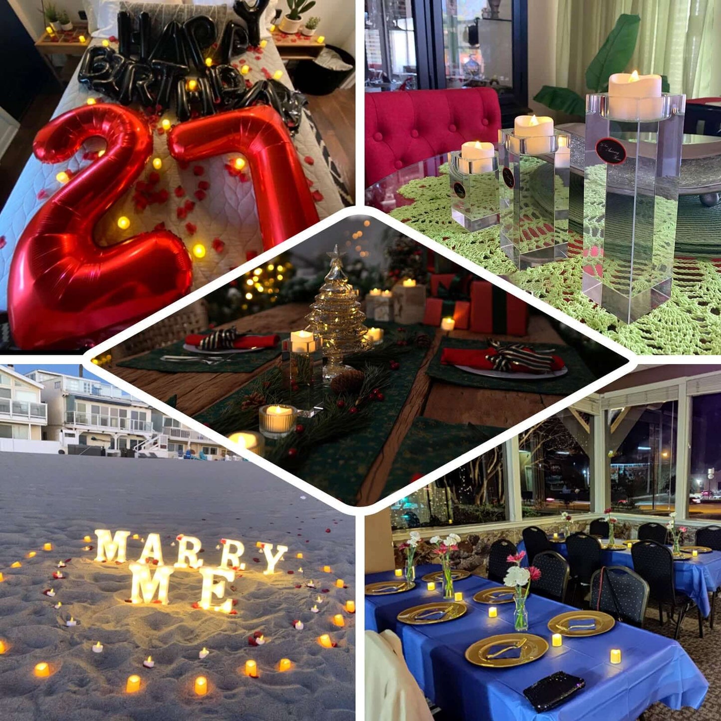 12 - Pack LED Tealight Candles Mini Votive White Design - Battery Operated Flameless Lighting - Linen Luxes