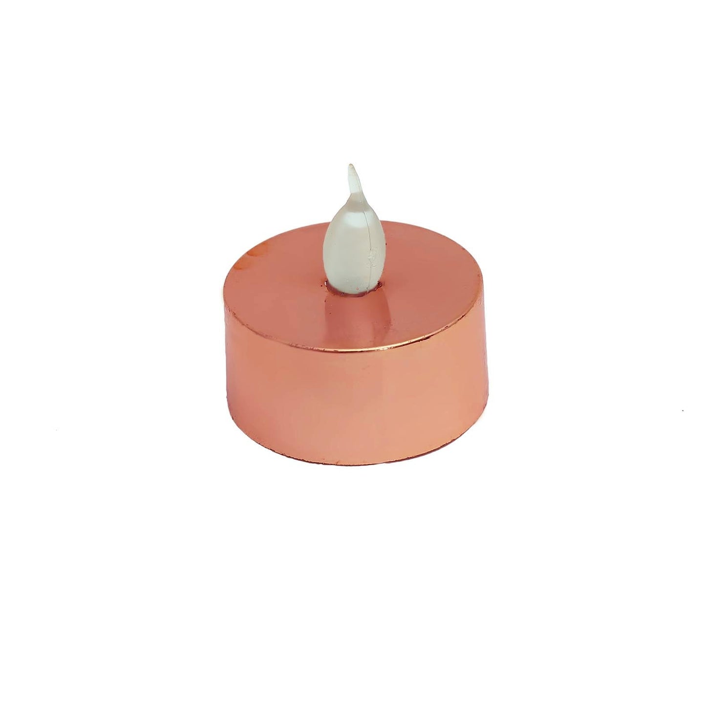 12 - Pack LED Tealight Candles Rose Gold Metallic Design - Reusable Flameless Battery Operated Lights - Linen Luxes