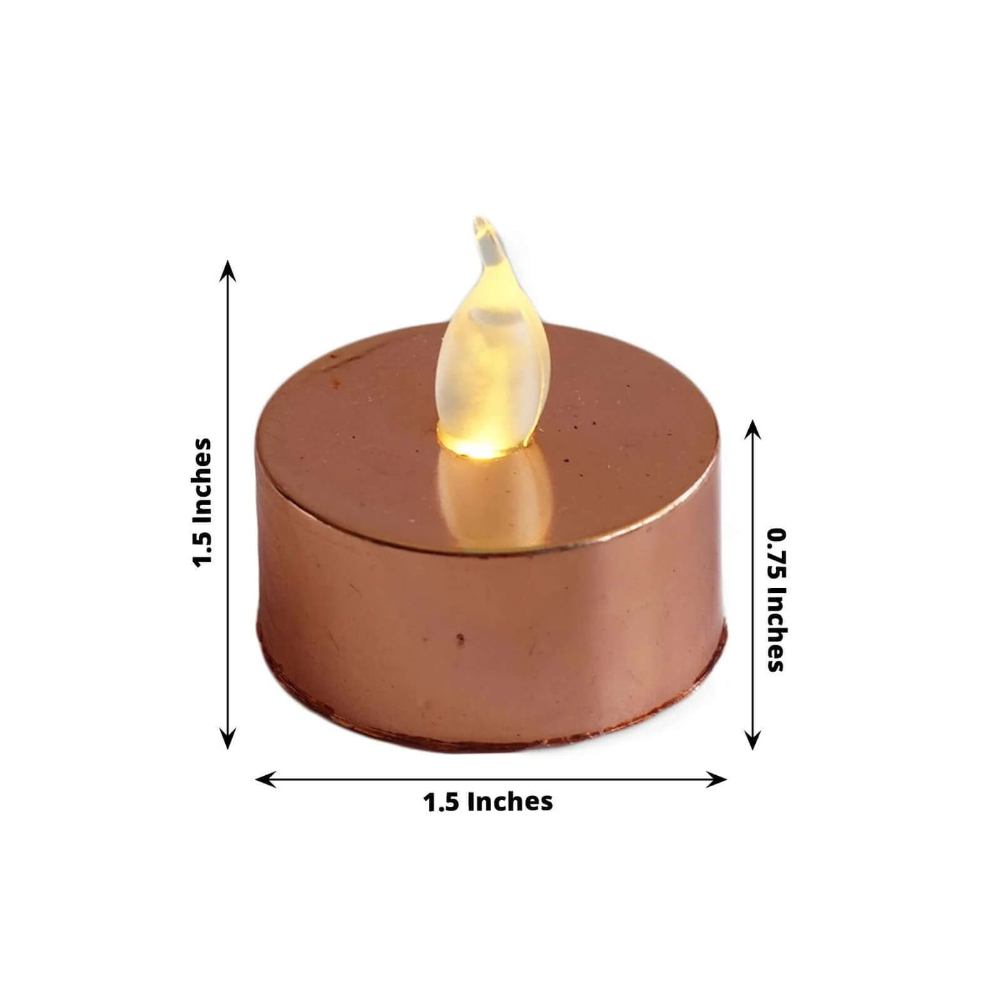 12 - Pack LED Tealight Candles Rose Gold Metallic Design - Reusable Flameless Battery Operated Lights - Linen Luxes