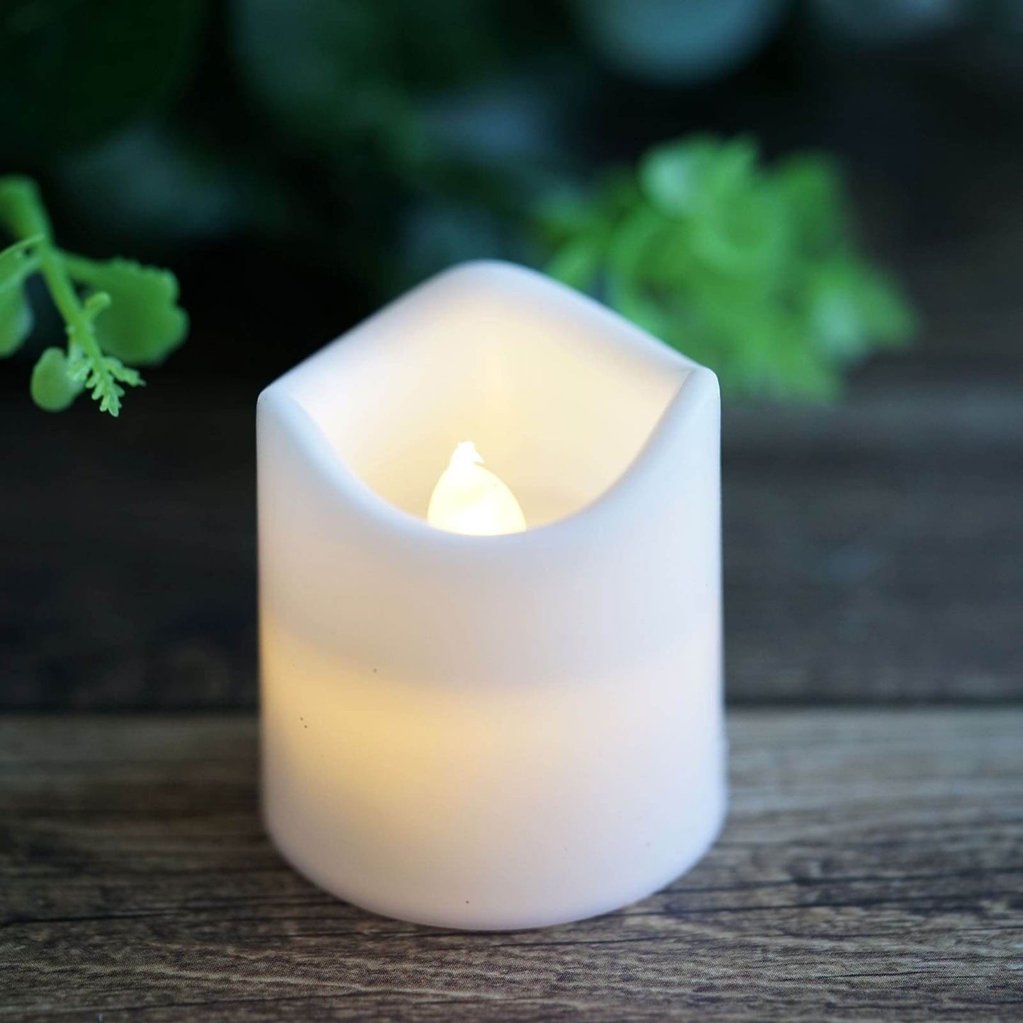12 - Pack LED Votive Candles Classic White Design - Reusable Flameless Battery Operated Lights - Linen Luxes
