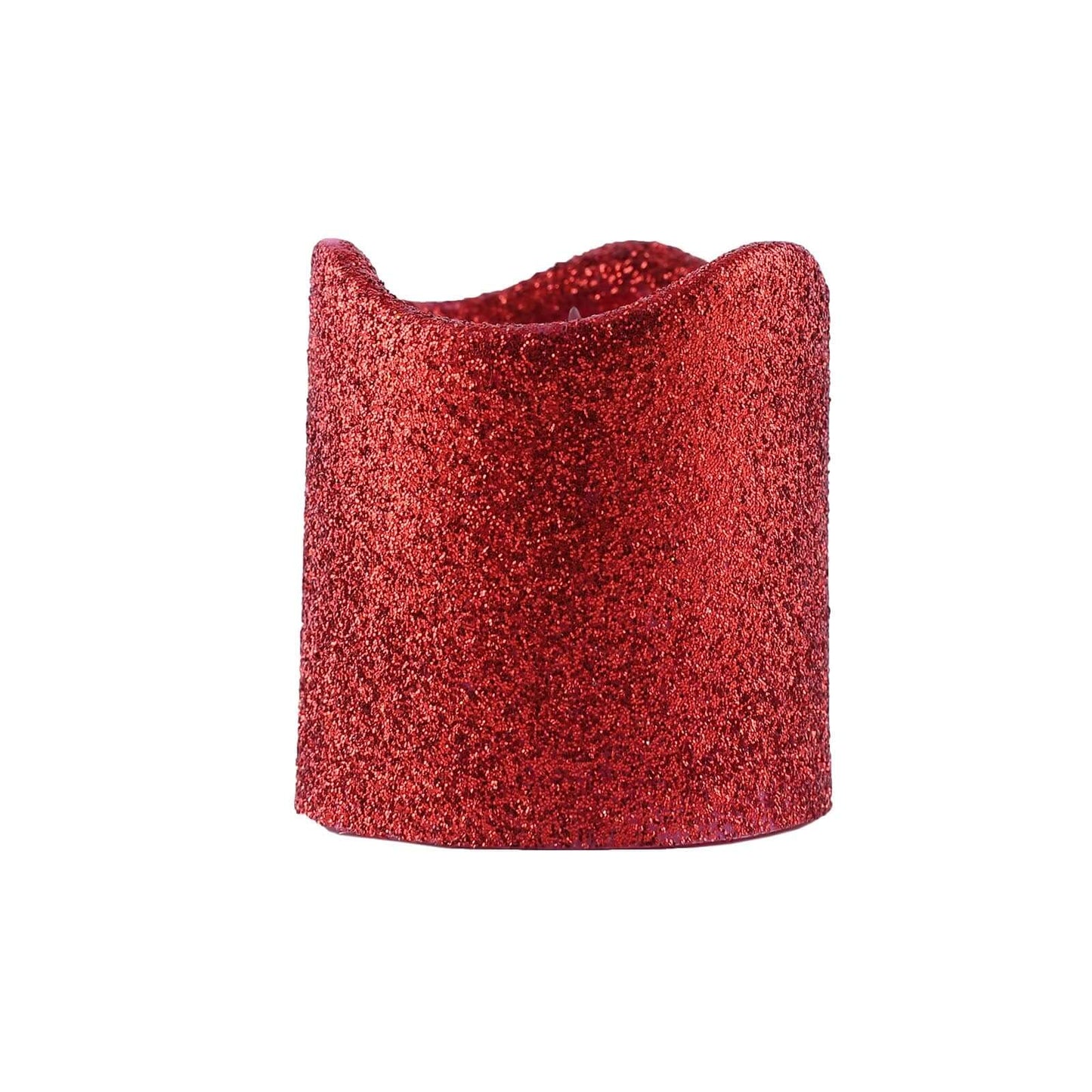 12 - Pack LED Votive Candles Glittered Red Design - Reusable Flameless Battery Operated Lights - Linen Luxes