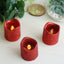 12 - Pack LED Votive Candles Glittered Red Design - Reusable Flameless Battery Operated Lights - Linen Luxes