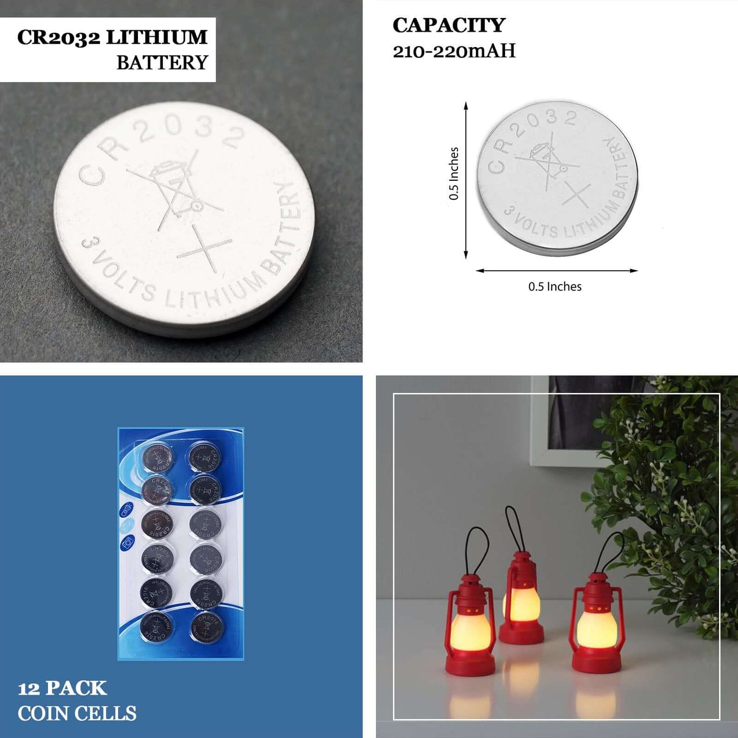 12 - Pack Lithium Coin Batteries CR2032 - 3 Volt Button Cell Design for Multi - Purpose Use - Linen Luxes