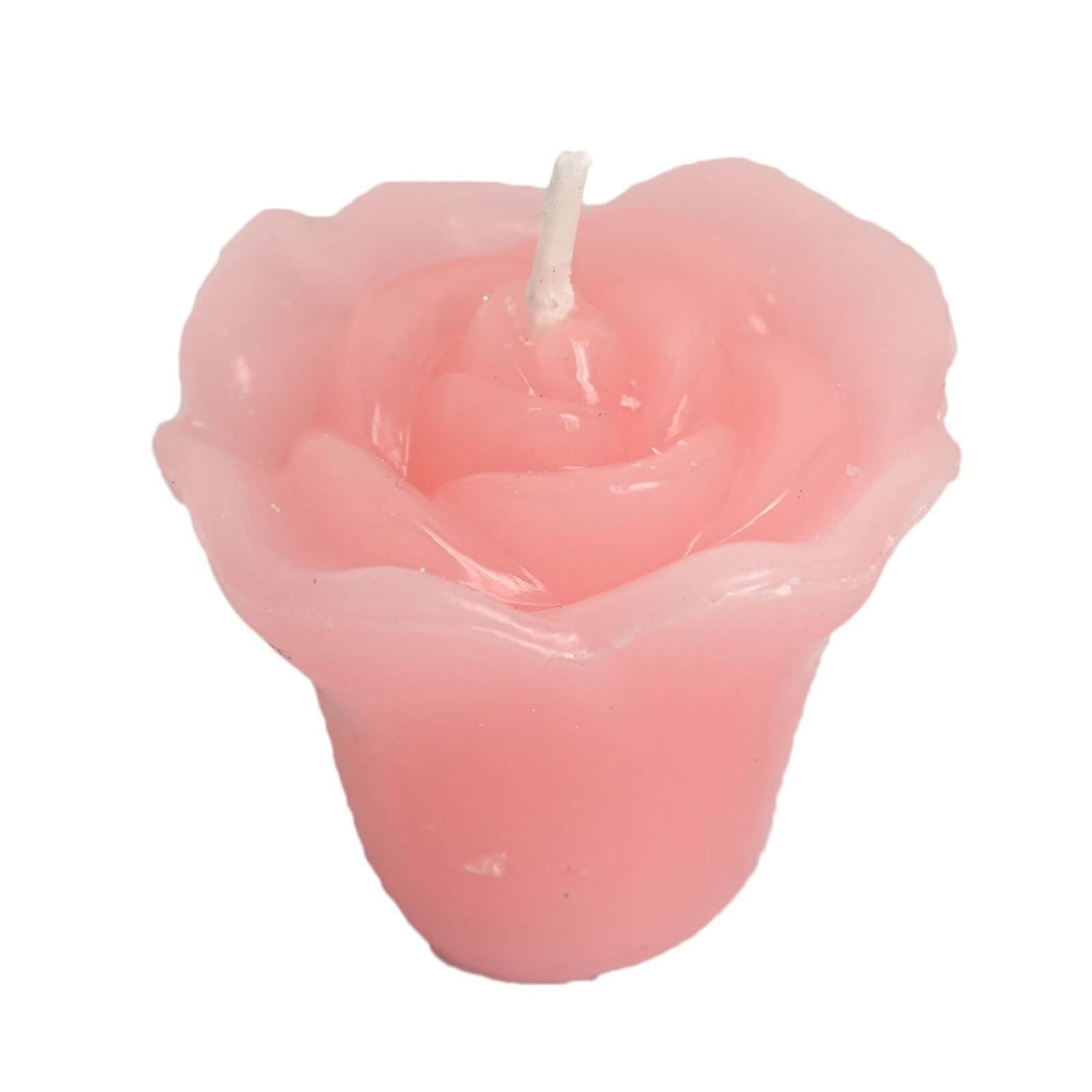 12 - Pack Mini Floating Candles Rose Flower Design Pink - Wedding Vase Fillers for Decor 1" - Linen Luxes