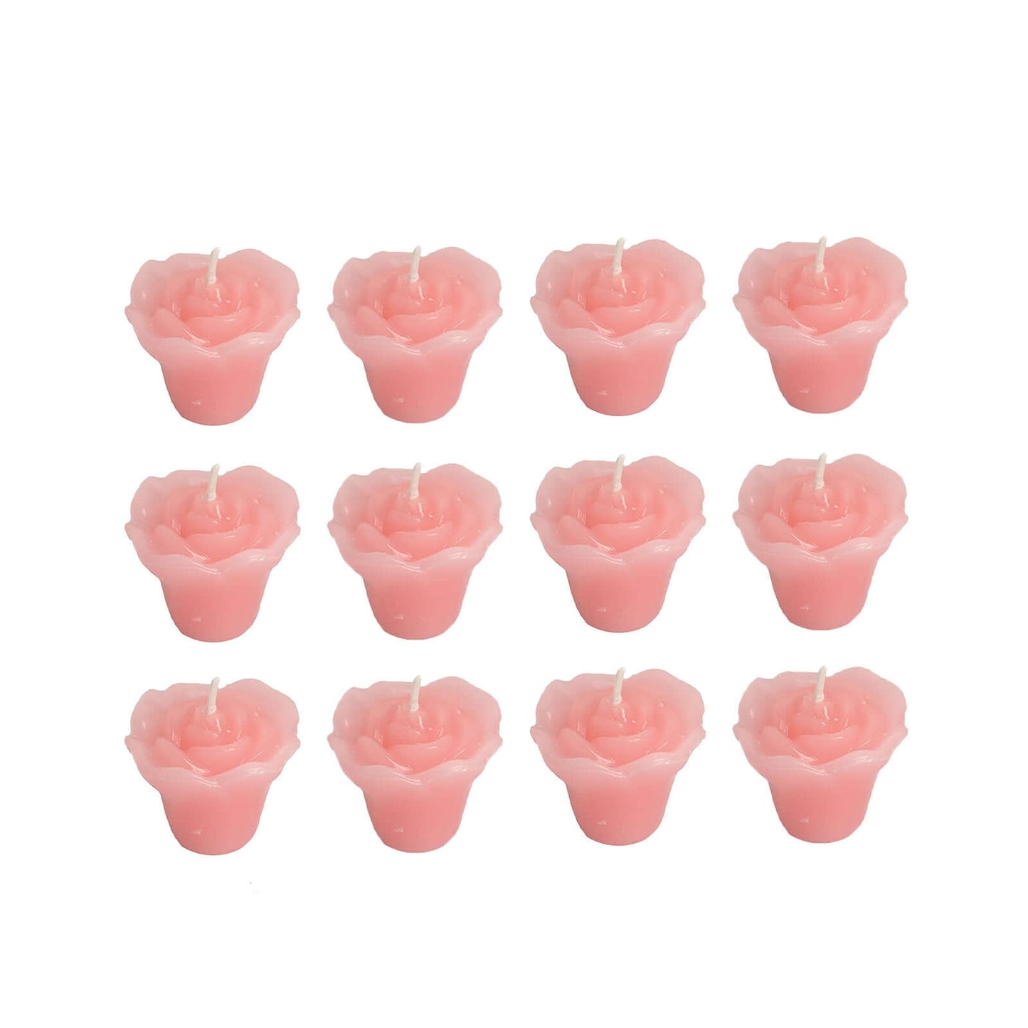 12 - Pack Mini Floating Candles Rose Flower Design Pink - Wedding Vase Fillers for Decor 1" - Linen Luxes