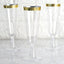 12 - Pack Plastic Champagne Flutes Clear with Gold Rim - Stylish Disposable Cocktail Glasses for Parties 5oz 6" - Linen Luxes