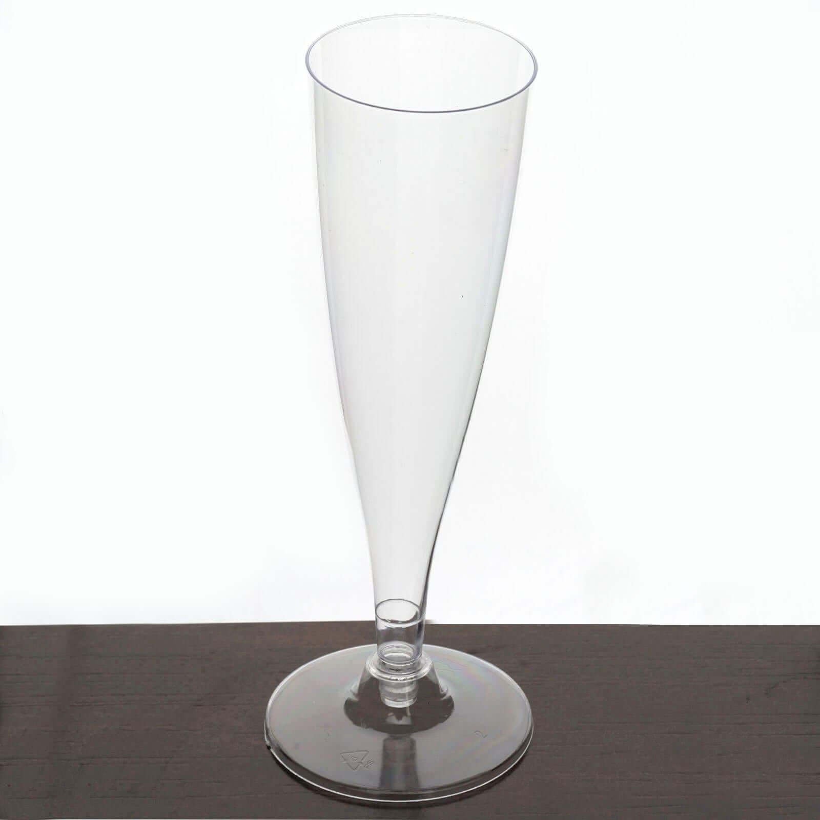 12 - Pack Plastic Champagne Flutes Hollow Stem Clear - Lightweight Disposable Glasses for Toasts 5oz - Linen Luxes