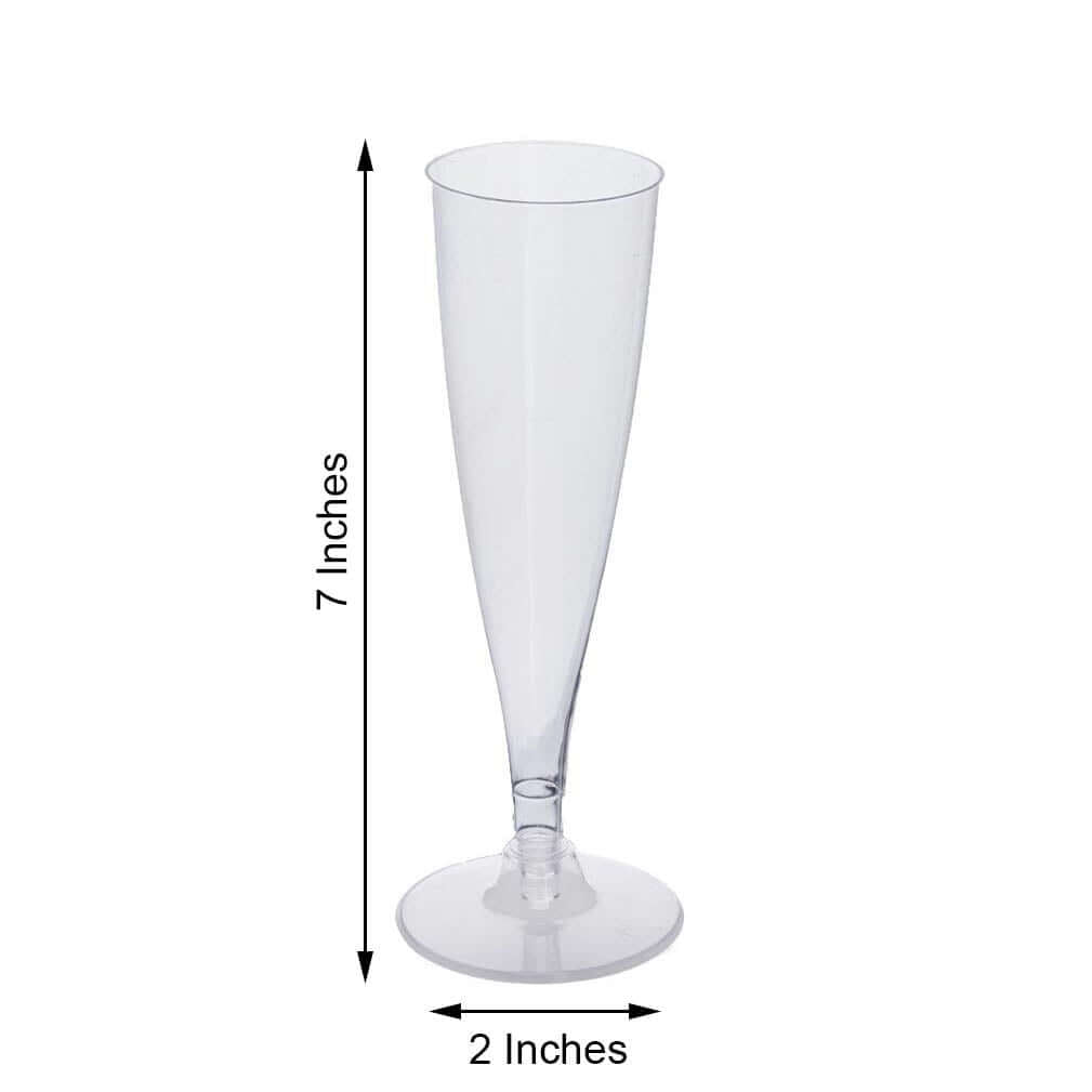 12 - Pack Plastic Champagne Flutes Hollow Stem Clear - Lightweight Disposable Glasses for Toasts 5oz - Linen Luxes