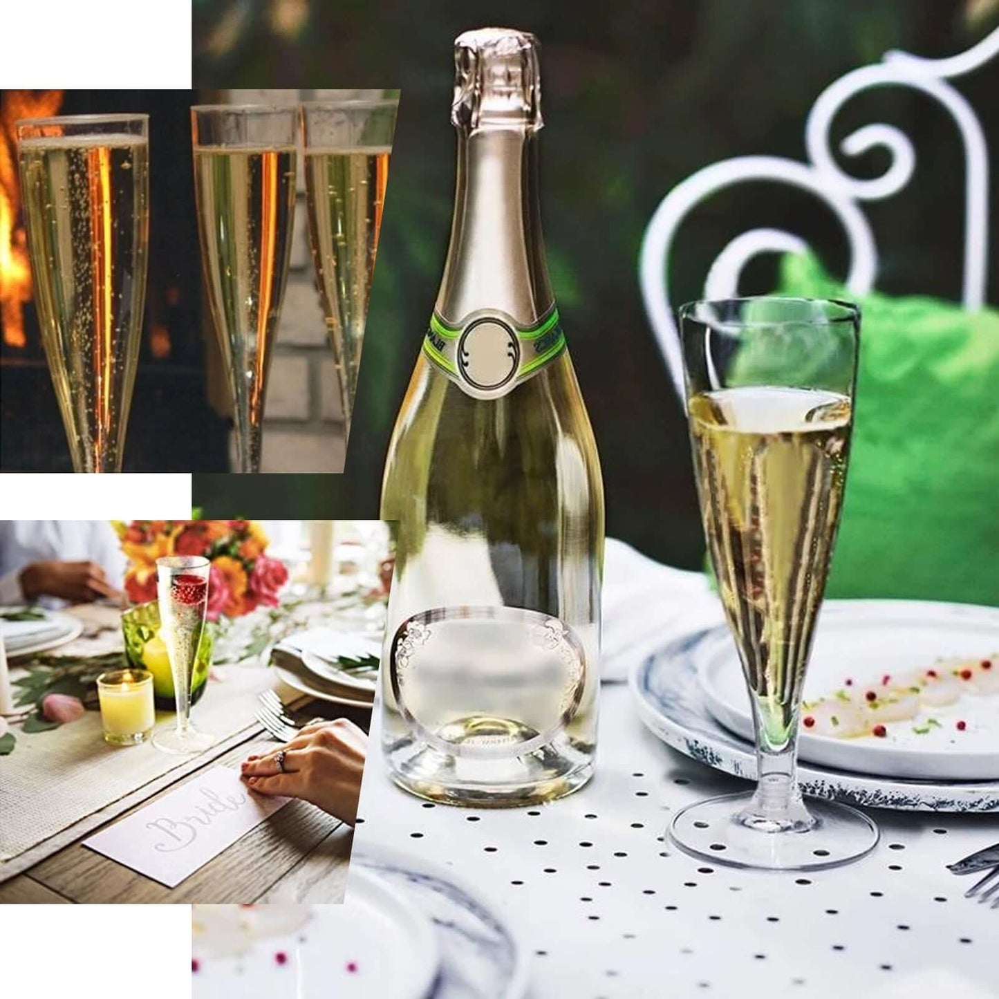 12 - Pack Plastic Champagne Flutes Hollow Stem Clear - Lightweight Disposable Glasses for Toasts 5oz - Linen Luxes