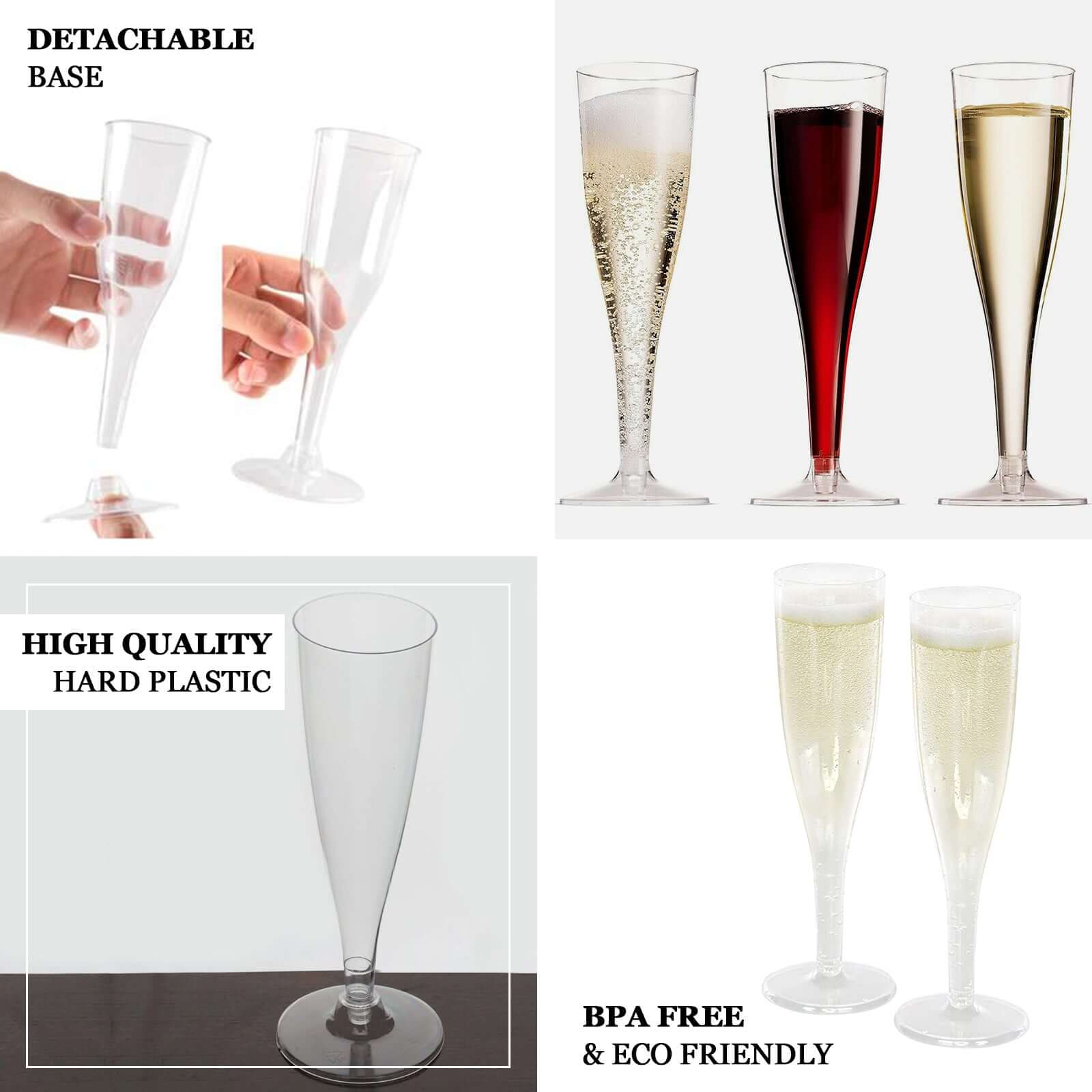 12 - Pack Plastic Champagne Flutes Hollow Stem Clear - Lightweight Disposable Glasses for Toasts 5oz - Linen Luxes