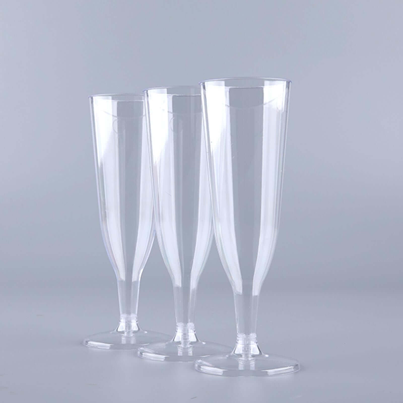 12 - Pack Plastic Champagne Flutes Hollow Stem Clear - Lightweight Disposable Glasses for Toasts 5oz - Linen Luxes