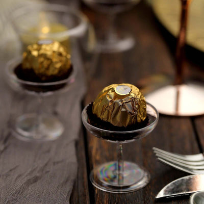 12 - Pack Plastic Dessert Cup Candy Dishes Clear - Decorative Mini Pedestal Stands for Treats 2" - Linen Luxes