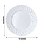 12 - Pack Plastic Dinner Plates Glossy White Swirl Rim - Durable Disposable Plates for Gatherings 10" - Linen Luxes