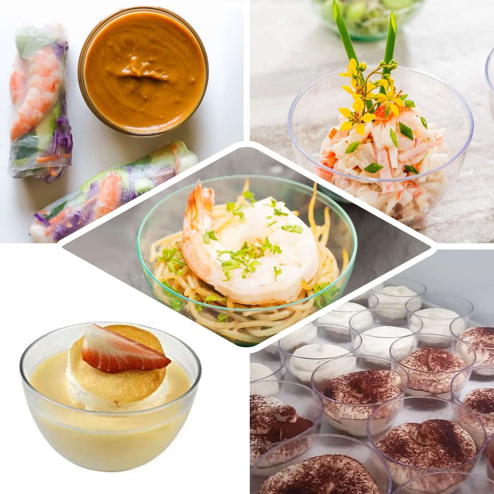 12 - Pack Plastic Mini Snack Bowls Clear - Compact Disposable Bowls for Parties 4oz - Linen Luxes