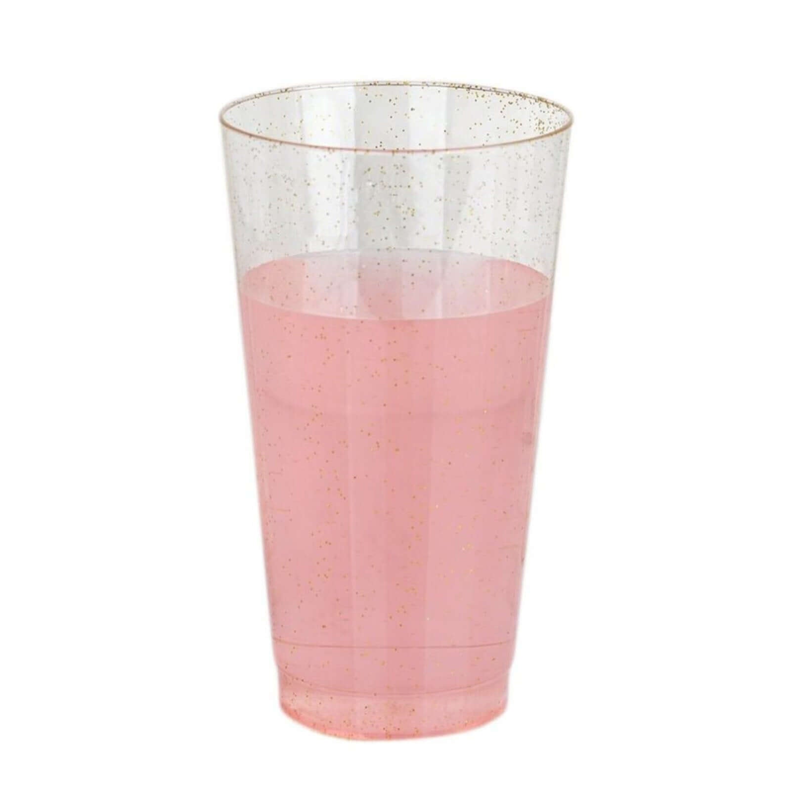 12 - Pack Plastic Party Cups Clear Gold Glitter - Durable Disposable Tumblers for Drinks 17oz 6" - Linen Luxes