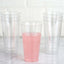 12 - Pack Plastic Party Cups Clear Silver Glitter - Durable Disposable Tumblers for Drinks 17oz 6" - Linen Luxes