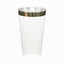12 - Pack Plastic Party Cups Clear with Gold Rim - Durable Disposable Tumblers for Drinks 17oz 5.5" - Linen Luxes