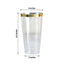 12 - Pack Plastic Party Cups Clear with Gold Rim - Durable Disposable Tumblers for Drinks 17oz 5.5" - Linen Luxes