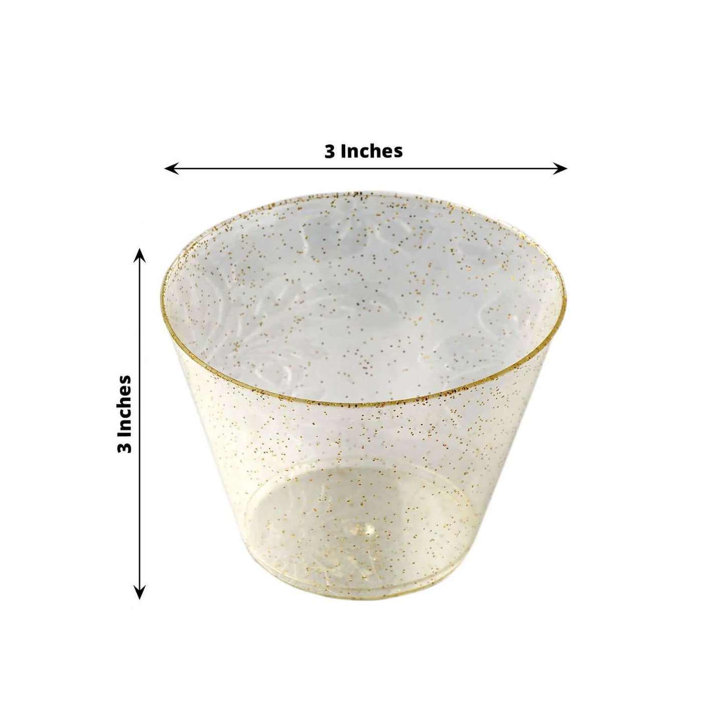 12 - Pack Plastic Party Glasses Gold Glittered - Sparkly Disposable Cups for Events 9oz - Linen Luxes