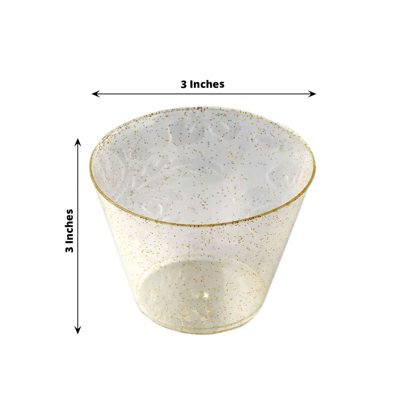 12 - Pack Plastic Party Glasses Gold Glittered - Sparkly Disposable Cups for Events 9oz - Linen Luxes