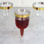 12 - Pack Plastic Short Stem Wine Glasses Clear/Gold Rim - Stylish Disposable Drinkware 6oz - Linen Luxes