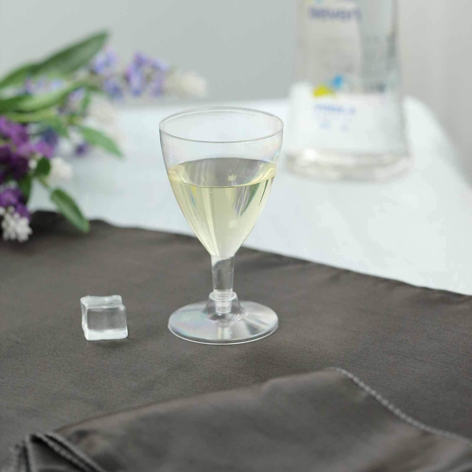 12 - Pack Plastic Wine Glasses Clear Short Hollow Stem - Stylish Disposable Cups for Wine 6oz - Linen Luxes