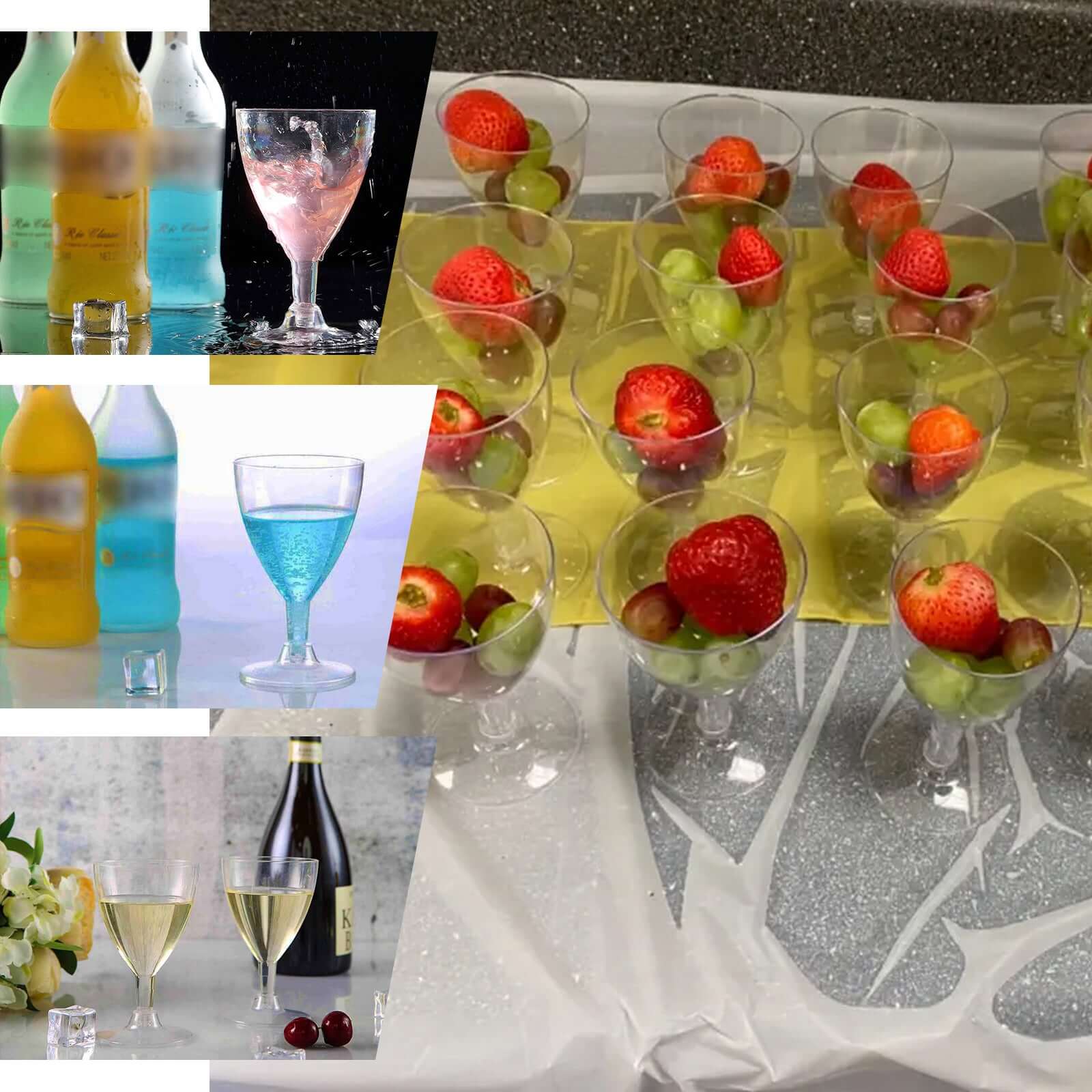 12 - Pack Plastic Wine Glasses Clear Short Hollow Stem - Stylish Disposable Cups for Wine 6oz - Linen Luxes