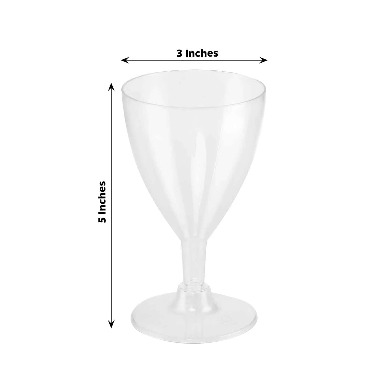 12 - Pack Plastic Wine Glasses Clear Short Hollow Stem - Stylish Disposable Cups for Wine 6oz - Linen Luxes