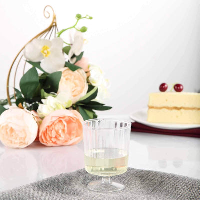 12 - Pack Plastic Wine Glasses Clear Short Stem - Durable Disposable Drinkware for Wine 8oz - Linen Luxes