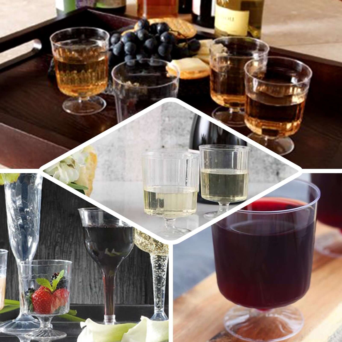 12 - Pack Plastic Wine Glasses Clear Short Stem - Durable Disposable Drinkware for Wine 8oz - Linen Luxes
